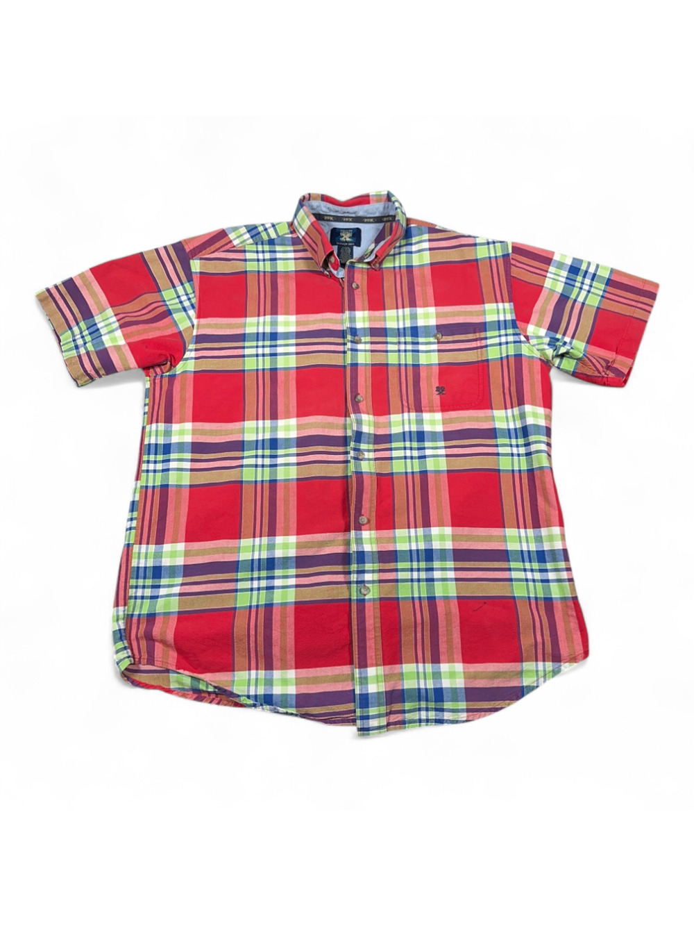 Vintage Wrangler 20X Shirt Adult EXTRA LARGE Red Plaid Chambray Cowboy Y2K